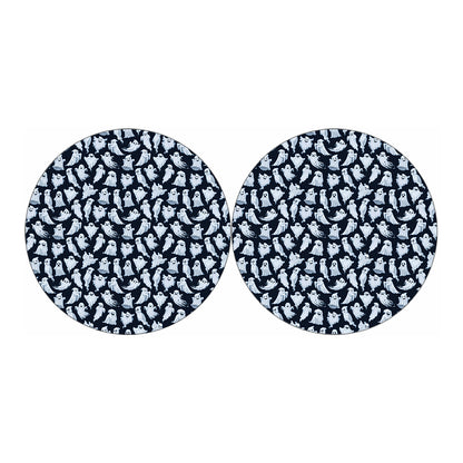 White Ghost Pattern Print Car Coasters