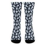 White Ghost Pattern Print Crew Socks