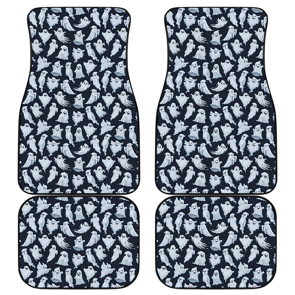 White Ghost Pattern Print Front and Back Car Floor Mats