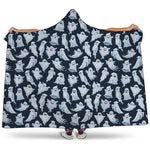 White Ghost Pattern Print Hooded Blanket