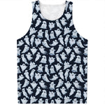 White Ghost Pattern Print Men's Tank Top