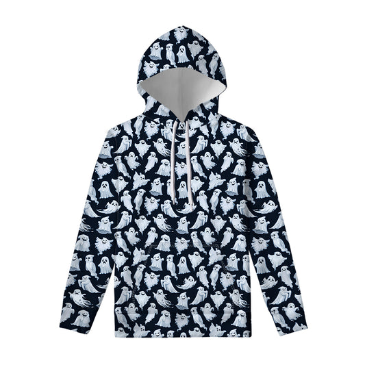 White Ghost Pattern Print Pullover Hoodie