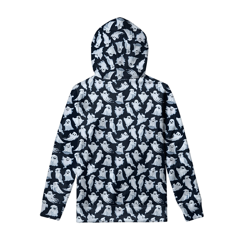 White Ghost Pattern Print Pullover Hoodie