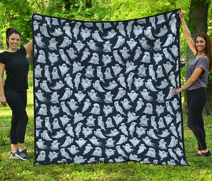 White Ghost Pattern Print Quilt