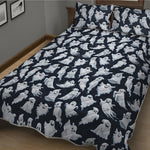 White Ghost Pattern Print Quilt Bed Set