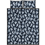 White Ghost Pattern Print Quilt Bed Set