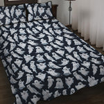White Ghost Pattern Print Quilt Bed Set