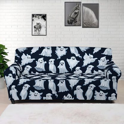 White Ghost Pattern Print Sofa Cover