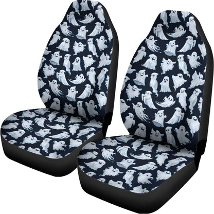 White Ghost Pattern Print Universal Fit Car Seat Covers