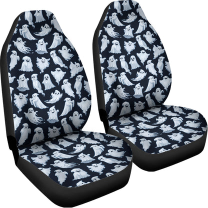 White Ghost Pattern Print Universal Fit Car Seat Covers