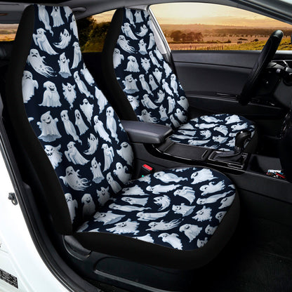 White Ghost Pattern Print Universal Fit Car Seat Covers