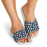 White Ghost Pattern Print White Slide Sandals