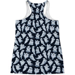 White Ghost Pattern Print Women's Racerback Tank Top