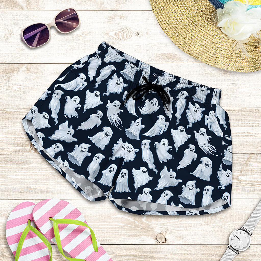 White Ghost Pattern Print Women's Shorts