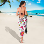White Girly Unicorn Pattern Print Beach Sarong Wrap