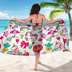 White Girly Unicorn Pattern Print Beach Sarong Wrap