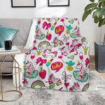 White Girly Unicorn Pattern Print Blanket