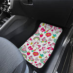 White Girly Unicorn Pattern Print Front and Back Car Floor Mats