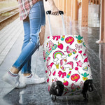 White Girly Unicorn Pattern Print Luggage Cover GearFrost