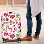 White Girly Unicorn Pattern Print Luggage Cover GearFrost