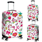 White Girly Unicorn Pattern Print Luggage Cover GearFrost
