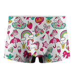 White Girly Unicorn Pattern Print Men's Boxer Briefs