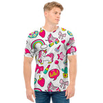 White Girly Unicorn Pattern Print Men's T-Shirt