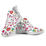 White Girly Unicorn Pattern Print Mesh Knit Shoes GearFrost