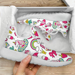 White Girly Unicorn Pattern Print Mesh Knit Shoes GearFrost