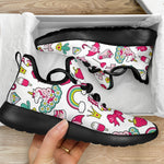 White Girly Unicorn Pattern Print Mesh Knit Shoes GearFrost