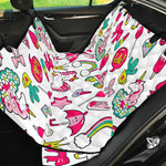 White Girly Unicorn Pattern Print Pet Car Back Seat Cover