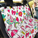 White Girly Unicorn Pattern Print Pet Car Back Seat Cover