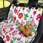 White Girly Unicorn Pattern Print Pet Car Back Seat Cover