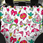 White Girly Unicorn Pattern Print Pet Car Back Seat Cover