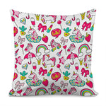 White Girly Unicorn Pattern Print Pillow Cover