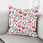 White Girly Unicorn Pattern Print Pillow Cover