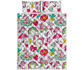 White Girly Unicorn Pattern Print Quilt Bed Set