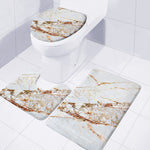 White Gold Grunge Marble Print 3 Piece Bath Mat Set