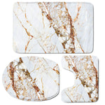 White Gold Grunge Marble Print 3 Piece Bath Mat Set