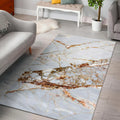 White Gold Grunge Marble Print Floor Mat