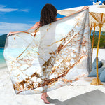 White Gold Grunge Marble Print Beach Sarong Wrap