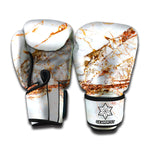 White Gold Grunge Marble Print Boxing Gloves
