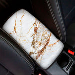 White Gold Grunge Marble Print Car Center Console Cover