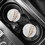 White Gold Grunge Marble Print Car Coasters