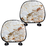 White Gold Grunge Marble Print Car Headrest Covers