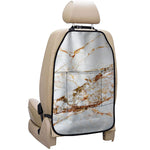 White Gold Grunge Marble Print Car Seat Organizers