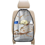 White Gold Grunge Marble Print Car Seat Organizers