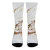 White Gold Grunge Marble Print Crew Socks