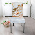 White Gold Grunge Marble Print Dining Chair Slipcover