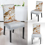 White Gold Grunge Marble Print Dining Chair Slipcover